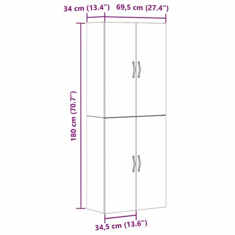 VidaXL Nástenná skrinka Nástenný 2 pcs Čierny dub 69,5 x 34 x 90 cm