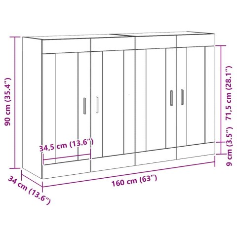 VidaXL Závesná skrinka Nástenný 2 pcs Remeselný dub 69,5 x 34 x 90 cm