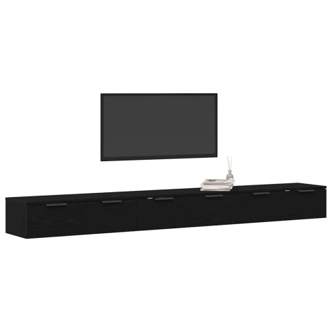 VidaXL Závesná skrinka so zásuvkou 2 pcs Čierny dub 102 x 30 x 20 cm