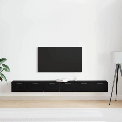 VidaXL Závesná skrinka so zásuvkou 2 pcs Čierny dub 102 x 30 x 20 cm