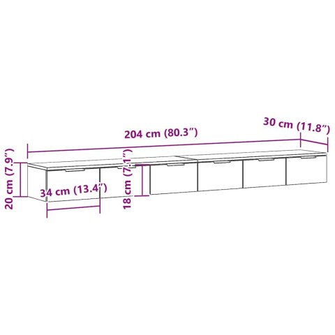 VidaXL Závesná skrinka so zásuvkou 2 pcs Čierny dub 102 x 30 x 20 cm