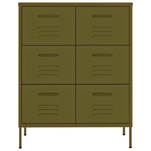 VidaXL Zásuvková skrinka olivovozelená 80x35x101,5 cm oceľ