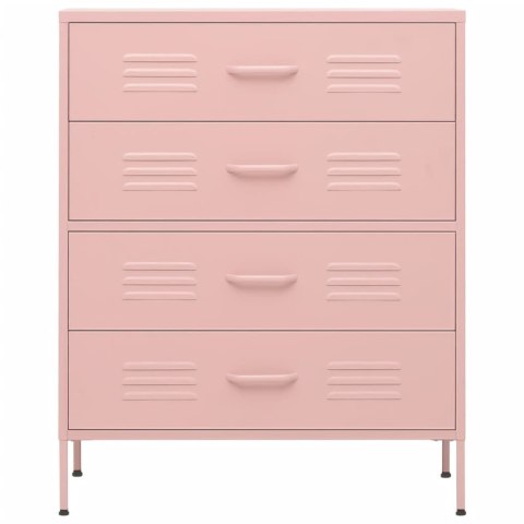 VidaXL Zásuvková skrinka ružová 80x35x101,5 cm oceľ
