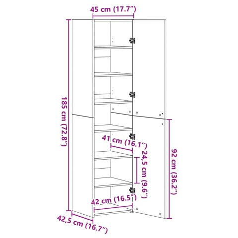 VidaXL Highboard 2 pcs Čierny dub 45 x 42,5 x 185 cm