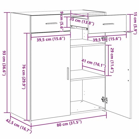 VidaXL Úložná skrinka dub artisan 80 x 42.5 x 93.5 cm Kompozitné drevo