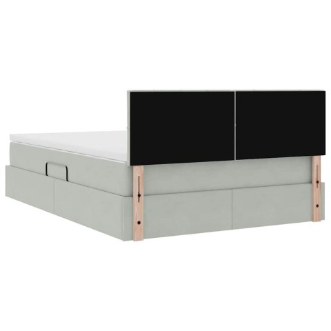 VidaXL Úložná posteľ s matracmi Svetlosivá 140 x 200 cm Zamat