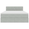 VidaXL Úložná posteľ s matracmi Svetlosivá 140 x 200 cm Zamat