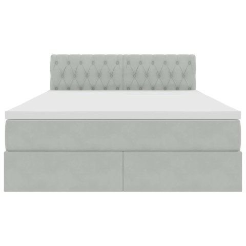 VidaXL Úložná posteľ s matracmi Svetlosivá 140 x 200 cm Zamat