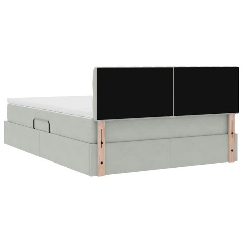 VidaXL Úložná posteľ s matracmi Svetlosivá 140 x 200 cm Zamat