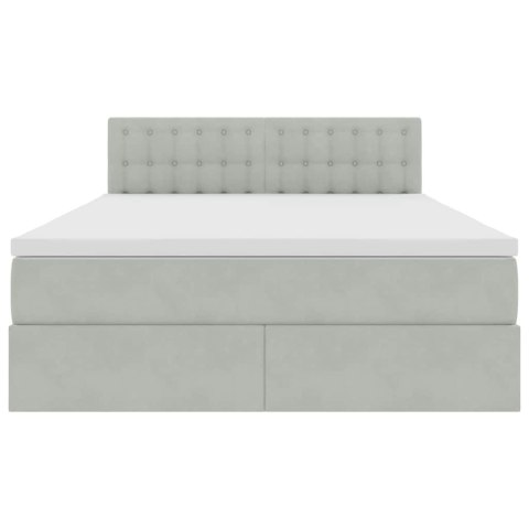 VidaXL Úložná posteľ s matracmi Svetlosivá 140 x 200 cm Zamat