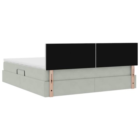 VidaXL Úložná posteľ s matracmi Svetlosivá 180 x 200 cm Zamat