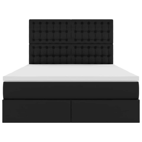 VidaXL Úložná posteľ s matracmi Čierna 140 x 200 cm Umelá koža