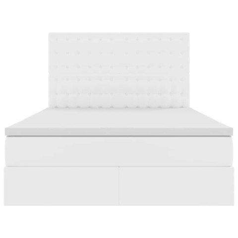 VidaXL Úložná posteľ s matracmi Čistá biela 140 x 200 cm Umelá koža