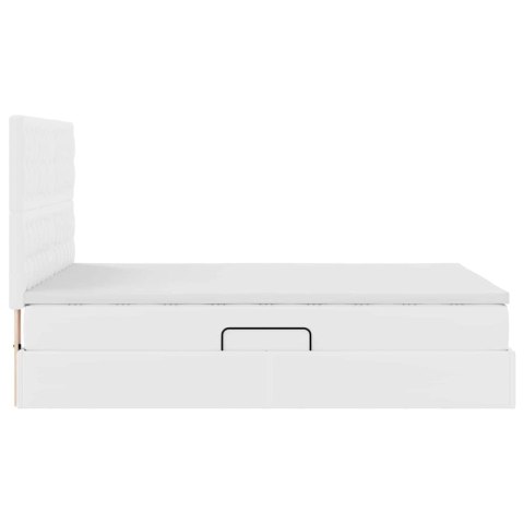VidaXL Úložná posteľ s matracmi Čistá biela 140 x 200 cm Umelá koža
