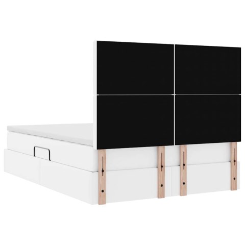 VidaXL Úložná posteľ s matracmi Čistá biela 140 x 200 cm Umelá koža