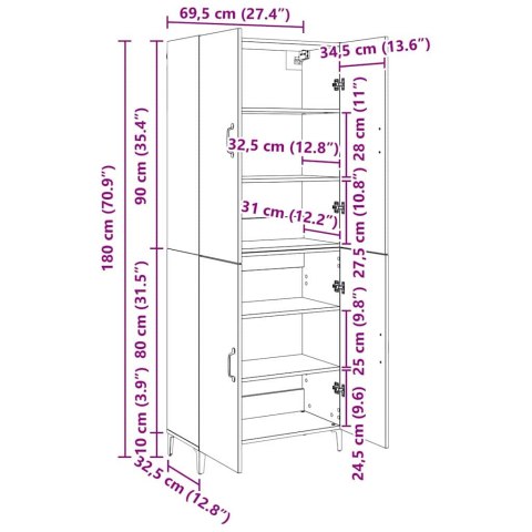 VidaXL Highboard 2 pcs Čierny dub Kompozitné drevo