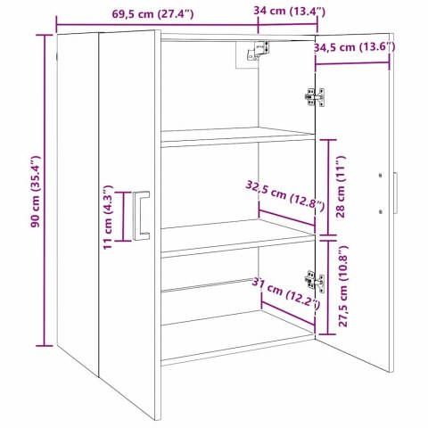 VidaXL Nástenná skrinka Nástenný 2 pcs Čierny dub 69,5 x 34 x 90 cm
