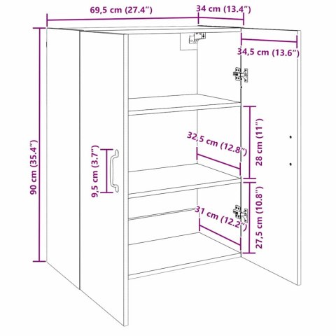 VidaXL Nástenná skrinka Nástenný 2 pcs Čierny dub 69,5 x 34 x 90 cm