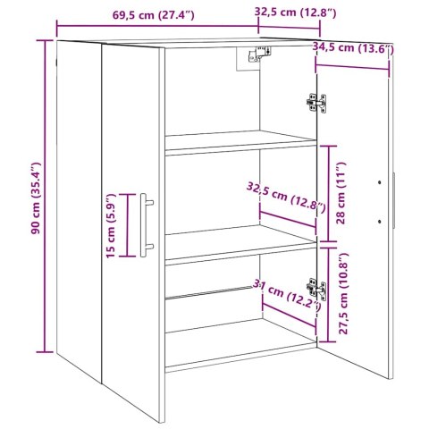 VidaXL Nástenná skrinka Nástenný 2 pcs Remeselný dub 69,5 x 34 x 90 cm