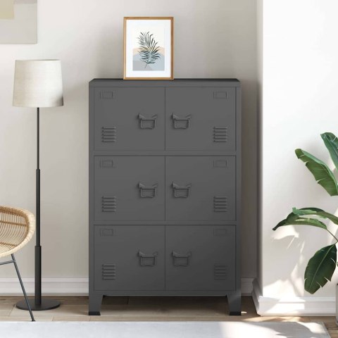 VidaXL Industriálna úložná skrinka, antracitová 75x40x115 cm, kov