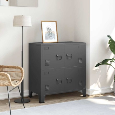 VidaXL Industriálna úložná skrinka, antracitová 75x40x80 cm, oceľ