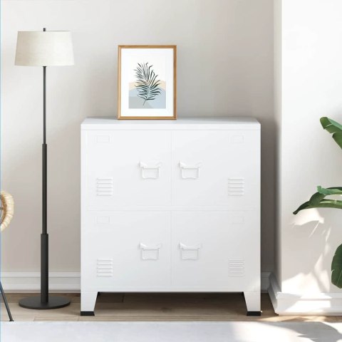 VidaXL Industriálna úložná skrinka, biela 75x40x80 cm, oceľ