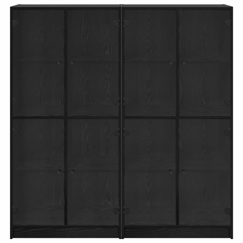 VidaXL Highboard 2 pcs Čierny dub 68 x 37 x 142 cm Kompozitné drevo