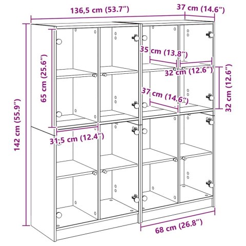 VidaXL Highboard 2 pcs Remeselný dub 68 x 37 x 142 cm Kompozitné drevo