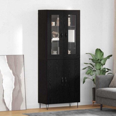 VidaXL Highboard Biely a čierny dub 69,5 x 34 x 180 cm