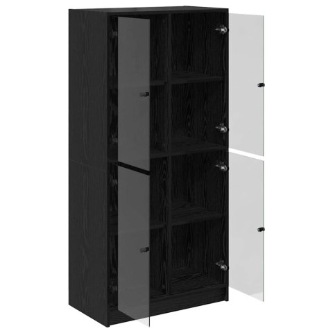 VidaXL Highboard Čierny dub 68 x 37 x 142 cm Kompozitné drevo