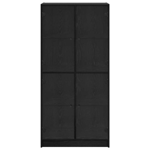 VidaXL Highboard Čierny dub 68 x 37 x 142 cm Kompozitné drevo