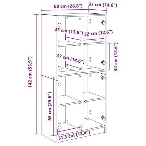 VidaXL Highboard Čierny dub 68 x 37 x 142 cm Kompozitné drevo