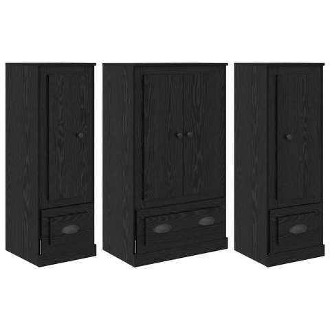 VidaXL Highboard so zásuvkou 3 pcs Čierny dub Kompozitné drevo