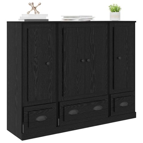 VidaXL Highboard so zásuvkou 3 pcs Čierny dub Kompozitné drevo