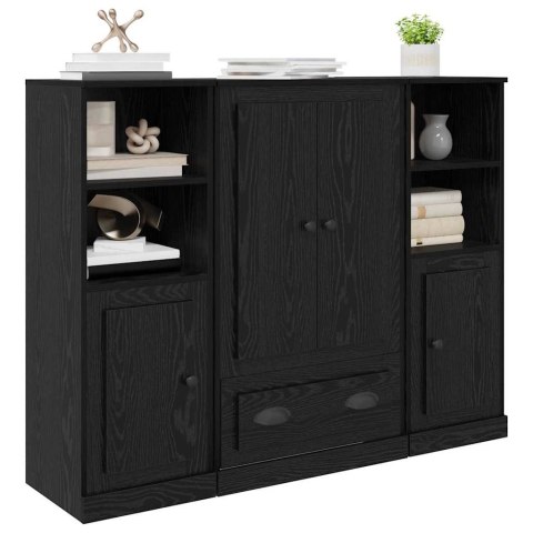VidaXL Highboard so zásuvkou 3 pcs Čierny dub Kompozitné drevo