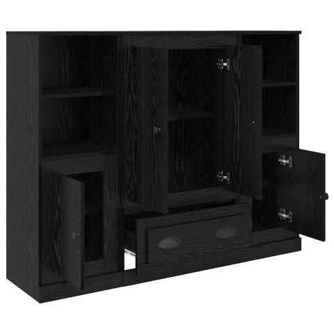 VidaXL Highboard so zásuvkou 3 pcs Čierny dub Kompozitné drevo