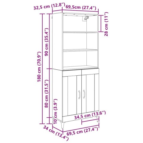 VidaXL Highboard 2 pcs Čierny dub Kompozitné drevo