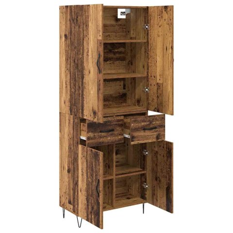 VidaXL Highboard 2 pcs Staré drevo Konštrukčné drevo a sklo
