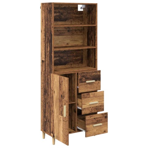 VidaXL Highboard Staré drevo 69,5 x 32,5 x 180 cm Kompozitné drevo