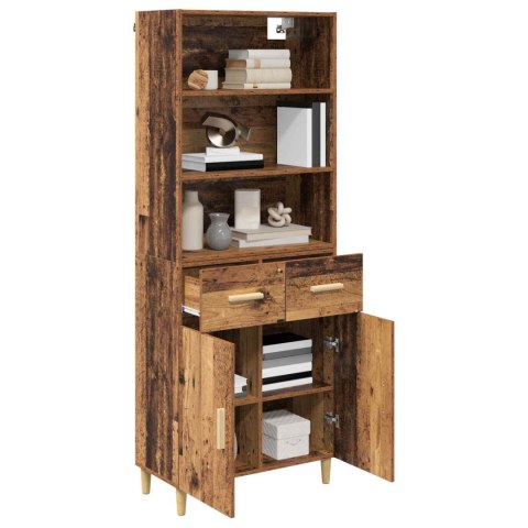 VidaXL Highboard Staré drevo 69,5 x 32,5 x 180 cm Kompozitné drevo