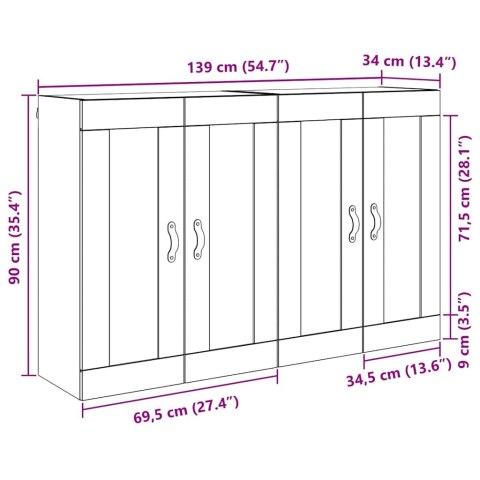 VidaXL Závesná skrinka Nástenný 2 pcs Remeselný dub 69,5 x 34 x 90 cm