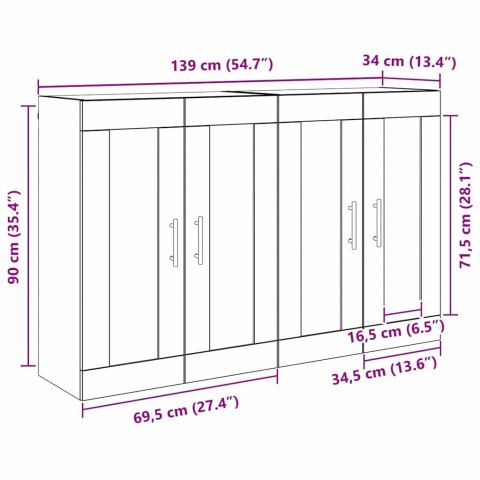 VidaXL Závesná skrinka Nástenný 2 pcs Remeselný dub 69,5 x 34 x 90 cm