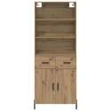 VidaXL Highboard Remeselný dub 69,5 x 32,5 x 180 cm Kompozitné drevo