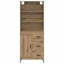 VidaXL Highboard Remeselný dub 69,5 x 34 x 180 cm Kompozitné drevo