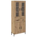 VidaXL Highboard Remeselný dub 69,5 x 34 x 180 cm Kompozitné drevo