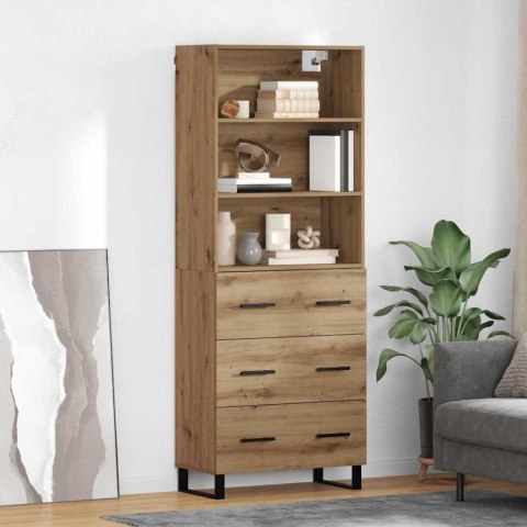 VidaXL Highboard Remeselný dub 69,5 x 34 x 180 cm Kompozitné drevo