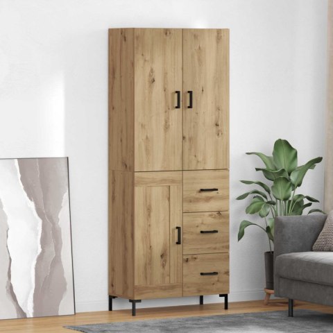 VidaXL Highboard Remeselný dub 69,5 x 34 x 180 cm Kompozitné drevo