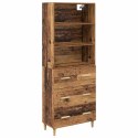 VidaXL Highboard Staré drevo 69,5 x 32,5 x 180 cm Kompozitné drevo