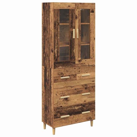 VidaXL Highboard so zásuvkou Staré drevo 69,5 x 34 x 180 cm