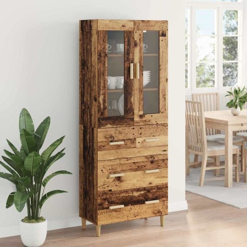 VidaXL Highboard so zásuvkou Staré drevo 69,5 x 34 x 180 cm